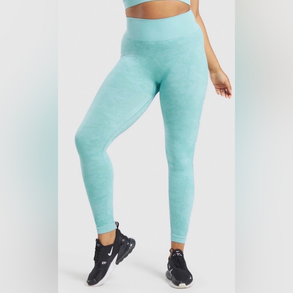 Gymshark Adapt Camo Seamless Leggings - Light Green (small)